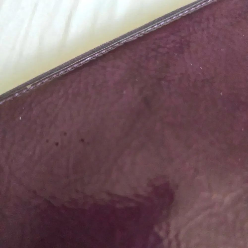 Vintage Saint Lauren Paris Zip Long Wallet Patent Leather Purple - Picture 8 of 11